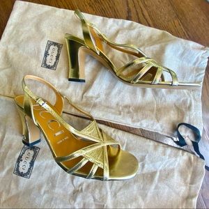 Authentic Gucci Mid Heel Sandal with mini double G